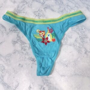 NWT VTG Victoria’s Secret Y2K blue cocktail drink floral low rise thong panty S